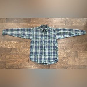 Patagonia Shirt Mens Small Green Plaid Long Sleeve 100% Organic Cotton Shirt